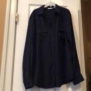 Blue button down blouse